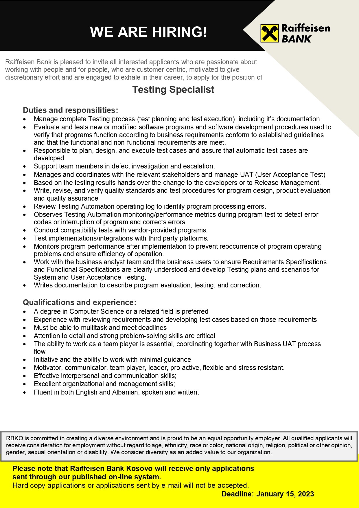 Testing Specialist